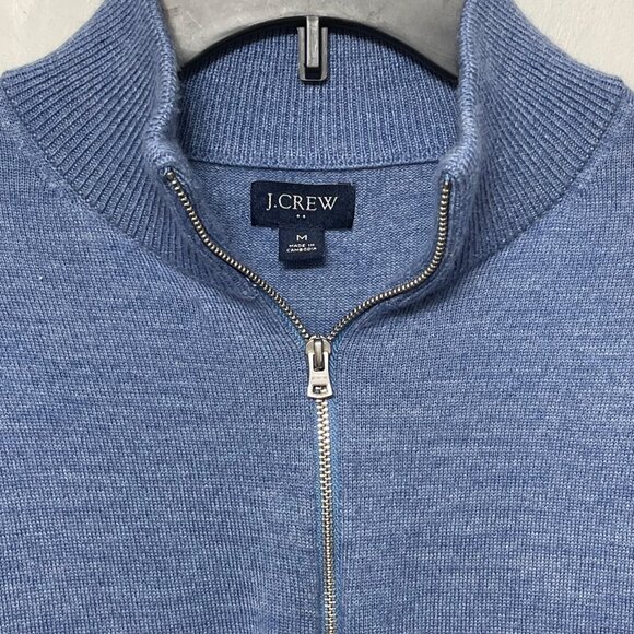J.Crew Mens Blue Half-Zip Mock Neck Sweater M Merino Wool Blend - Picture 6 of 11